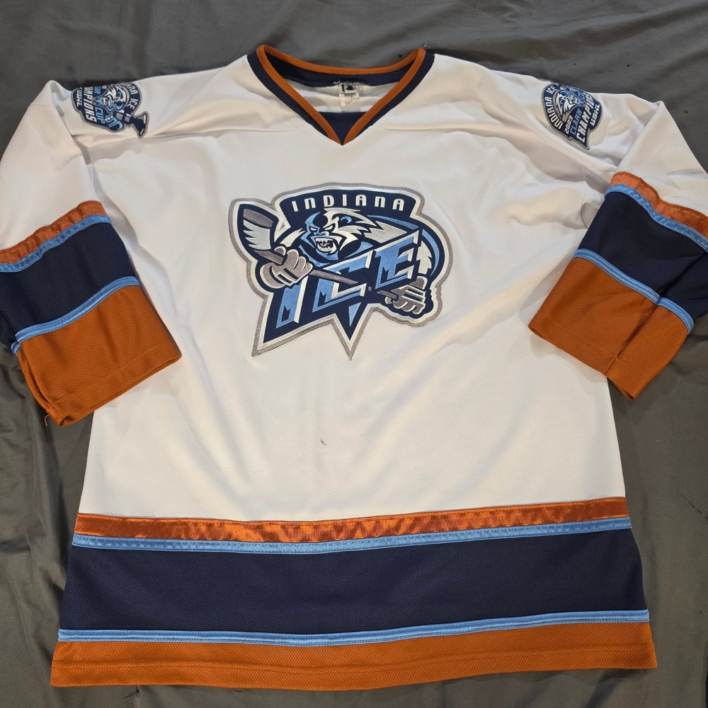OT Sports Indiana Ice USHL 2009 Clark Cup Champions Hockey Jersey Large White